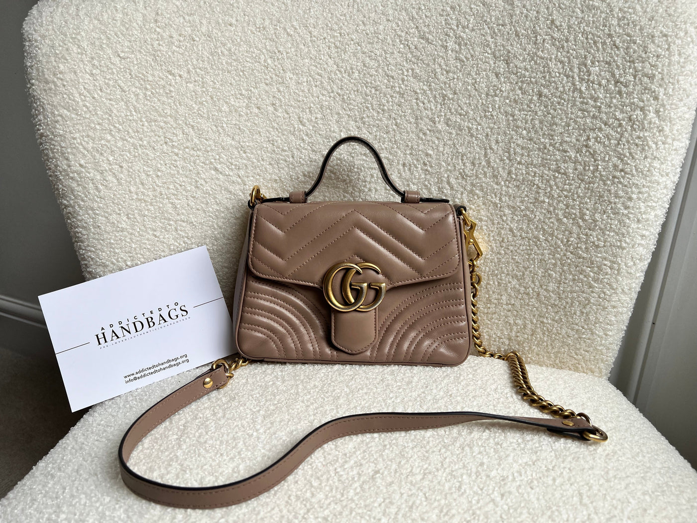 Gucci GG Dusty Pink Marmont Mini Top Handle Bag (RRP £1,890) | Studio Nafay