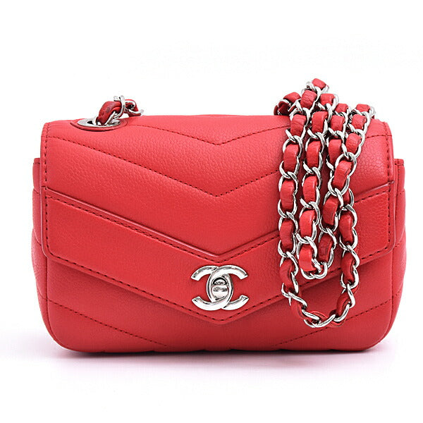 Chanel Chevron Mini Chain Shoulder Bag Red Caviar Skin | Studio Nafay