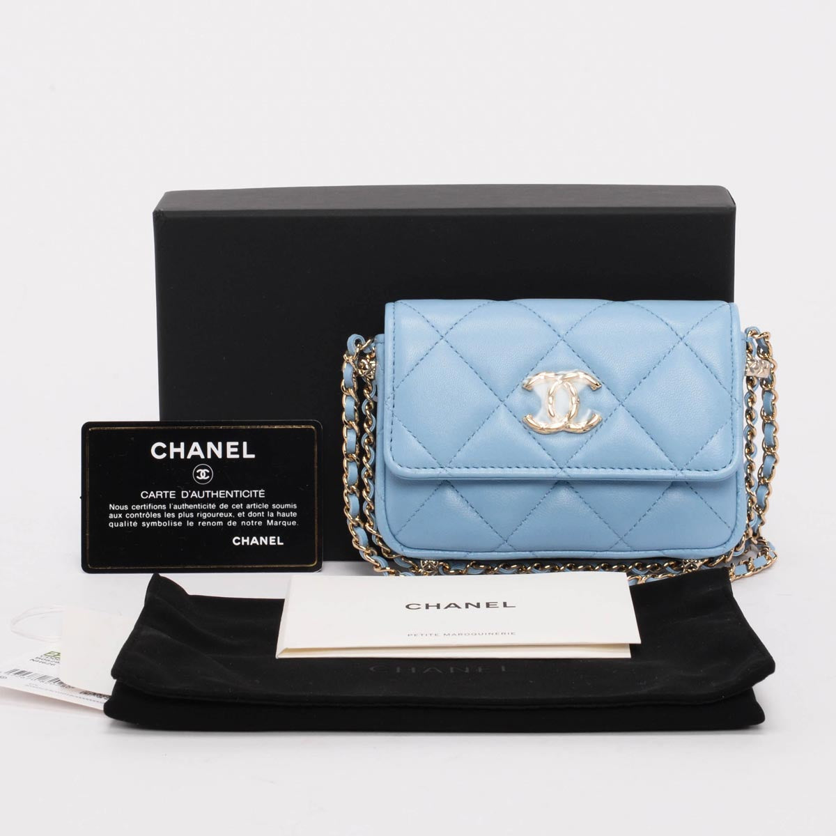 chl Light Blue Calfskin Clutch With Chain Wallet - Product Image 12