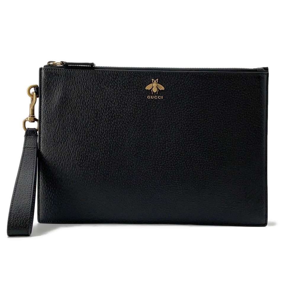 GUCCI Animalier BEE Clutch Bag Black 523684 Leather | Studio Nafay
