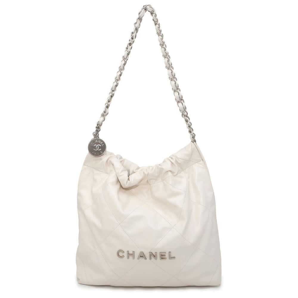 CHANEL CHANEL 22Handbag White Shiny Calf Leather Size Small - Product Image 2