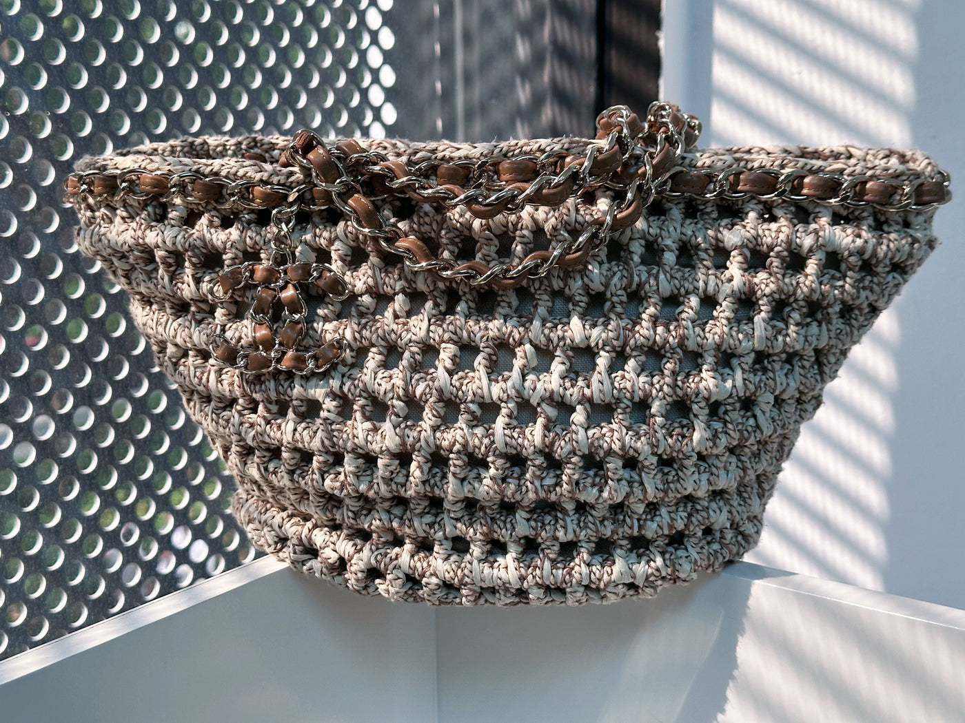 CHANEL CC Tote Bag CC Mark Chain Basket Bag Small Chain Shoulder Bag TEAL microchip | Studio Nafay