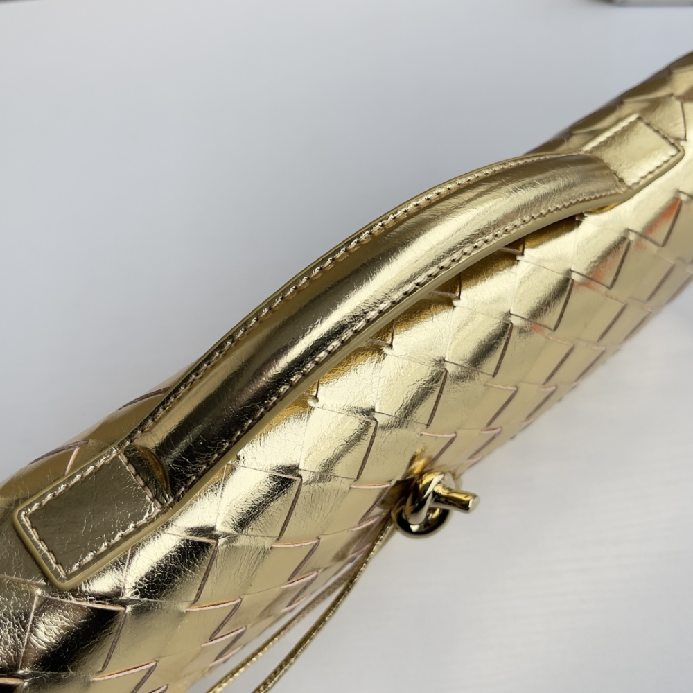 Andiamo Intrecciato Metallic Leather Long Clutch In Gold Designer Clutch for Women - Product Image 6