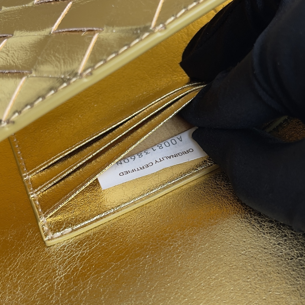 Andiamo Intrecciato Metallic Leather Long Clutch In Gold Designer Clutch for Women - Product Image 9