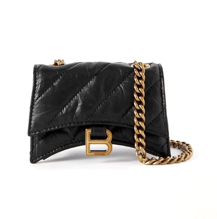 BALENCIAGA CRUSH QUILTED LEATHER MINI CHAIN BAG | Studio Nafay