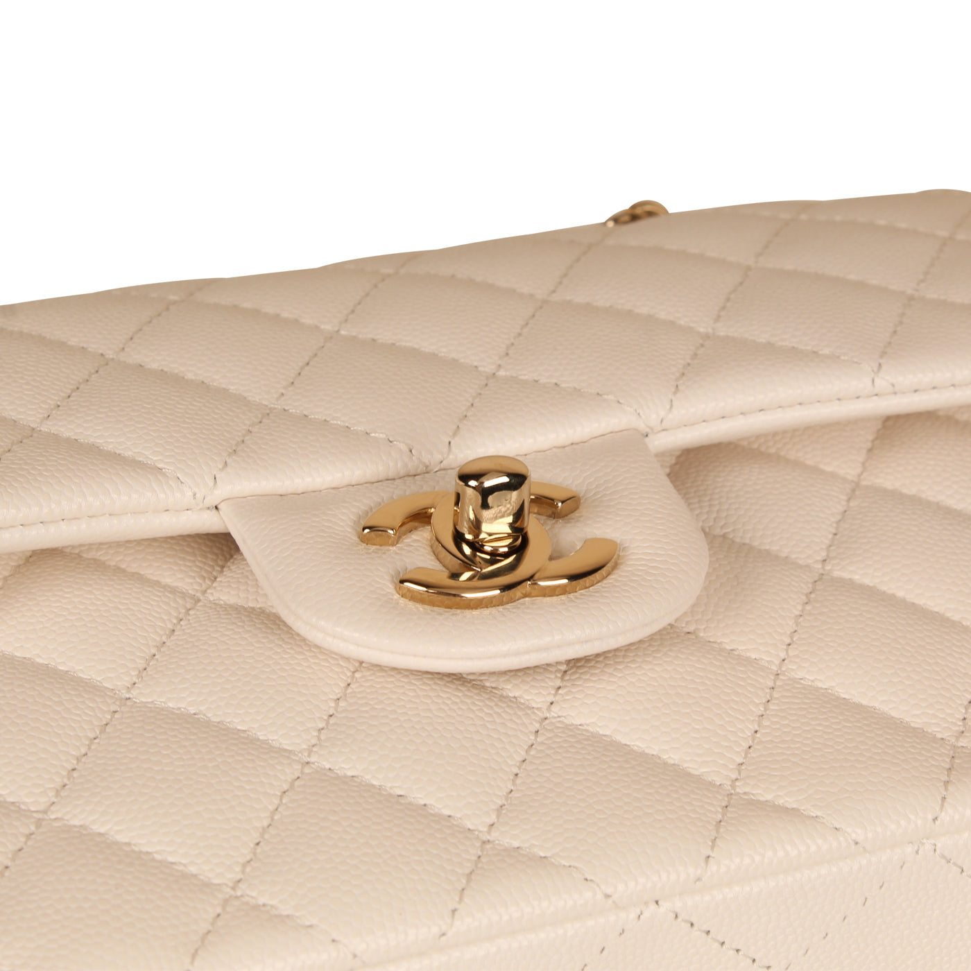Classic Flap Bag - Small White Caviar - Product Image 4