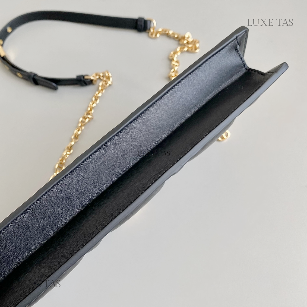 Black Cannage Lambskin D Caro Colle Noire Clutch with Chain Leather Crossbody Bag for Women - Product Image 5