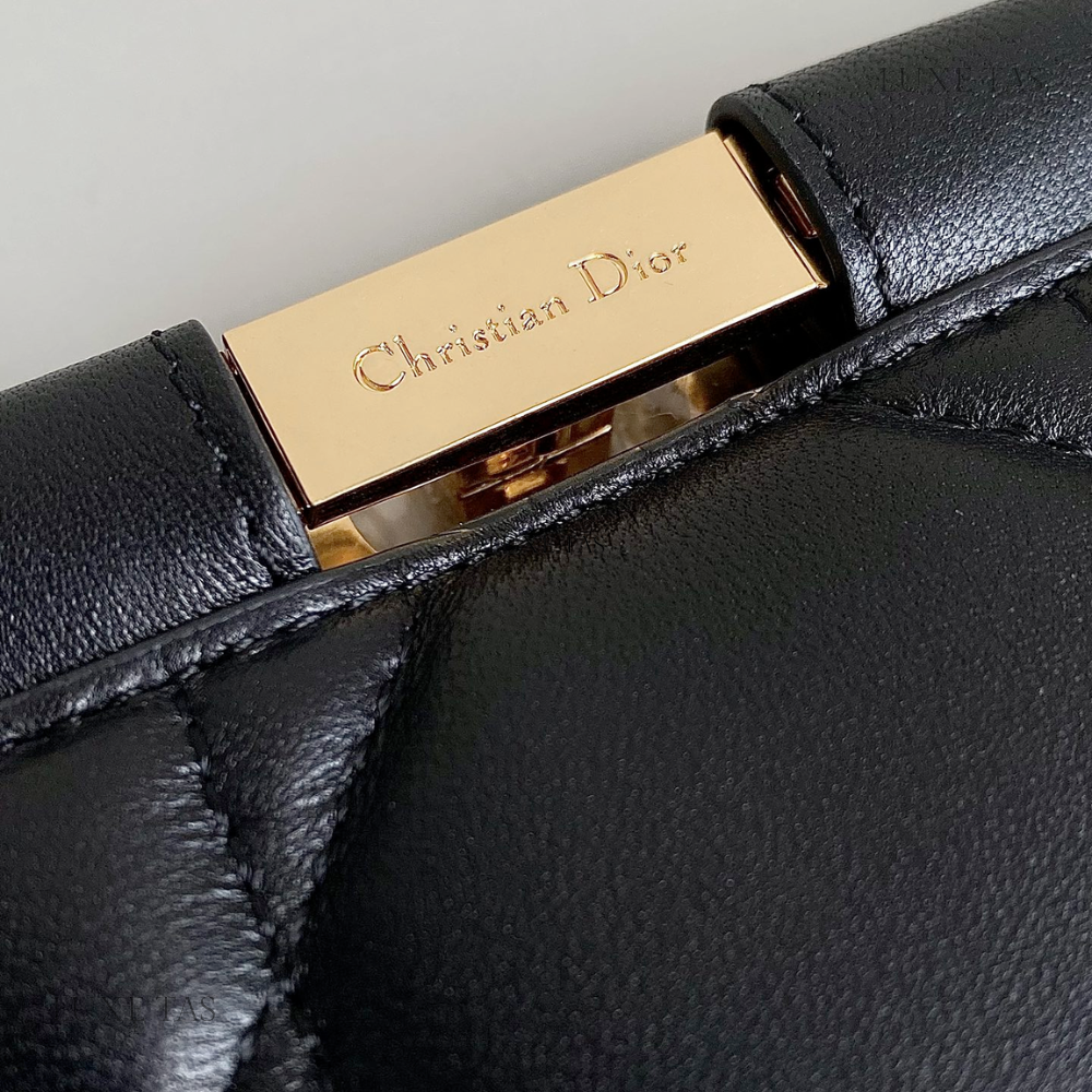 Black Cannage Lambskin D Caro Colle Noire Clutch with Chain Leather Crossbody Bag for Women - Product Image 8