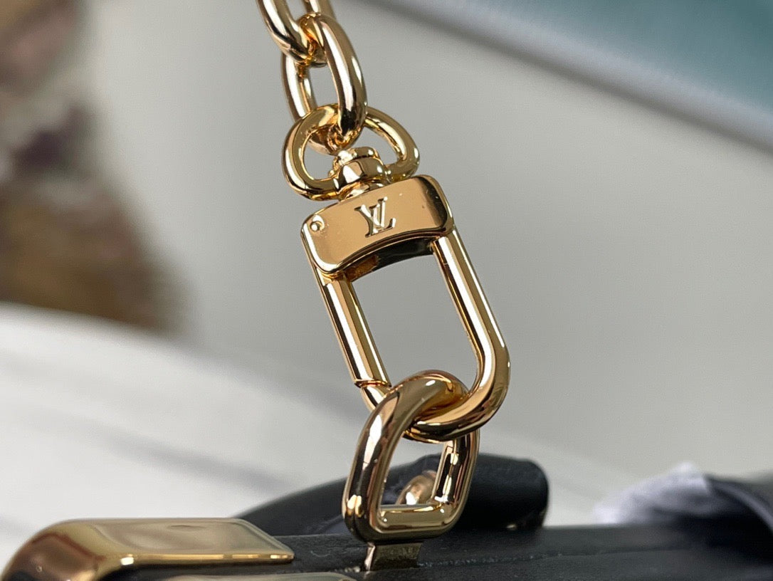 Black Monogram Clutch Leather Handbag for Women - Product Image 7