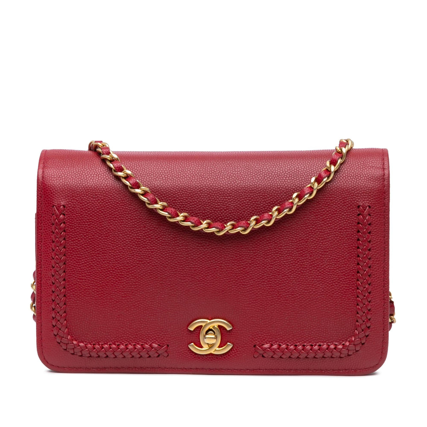 Chanel CC Caviar Braided Trim Wallet On Chain | Studio Nafay