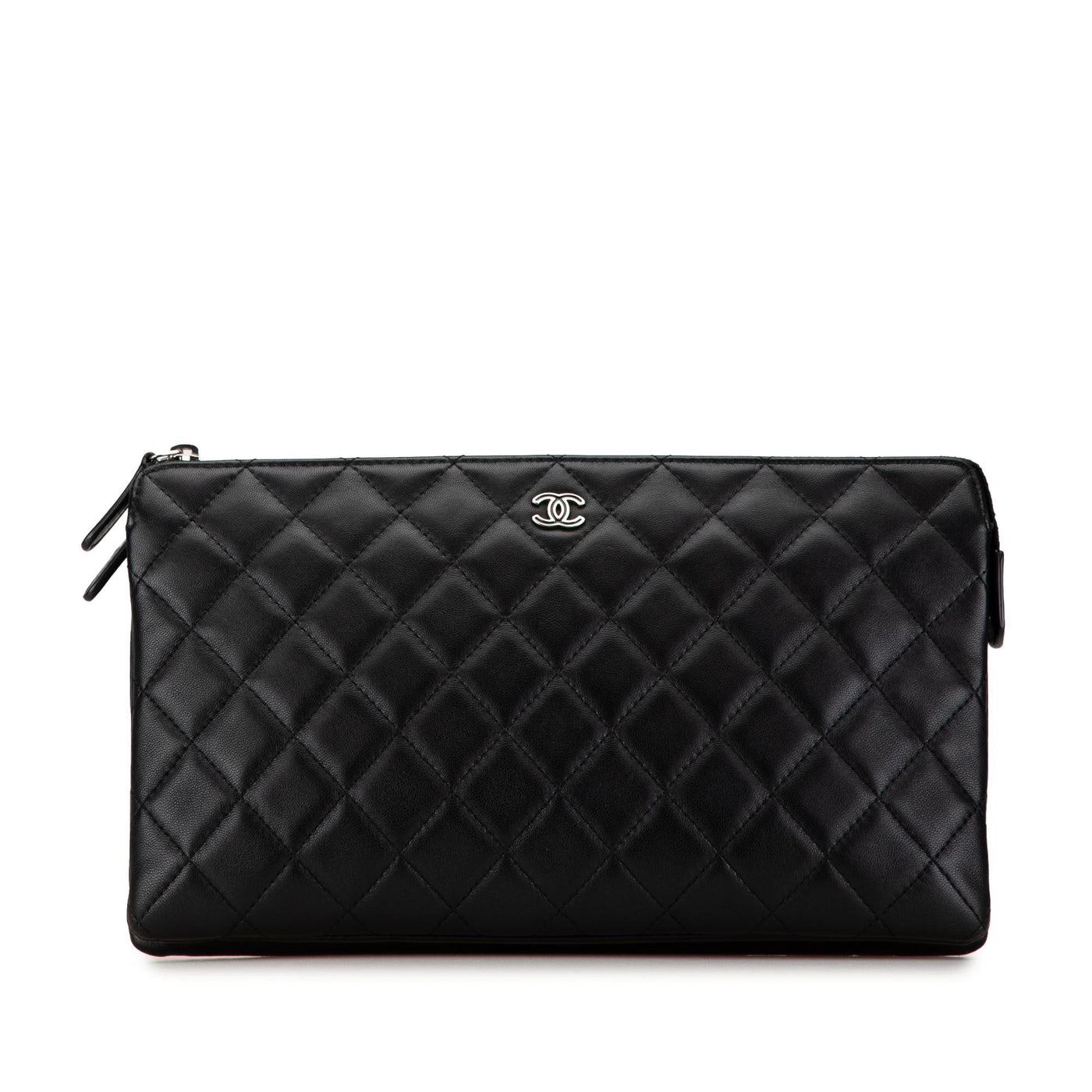 Chanel CC Quilted Lambskin Double Zip Clutch | Studio Nafay