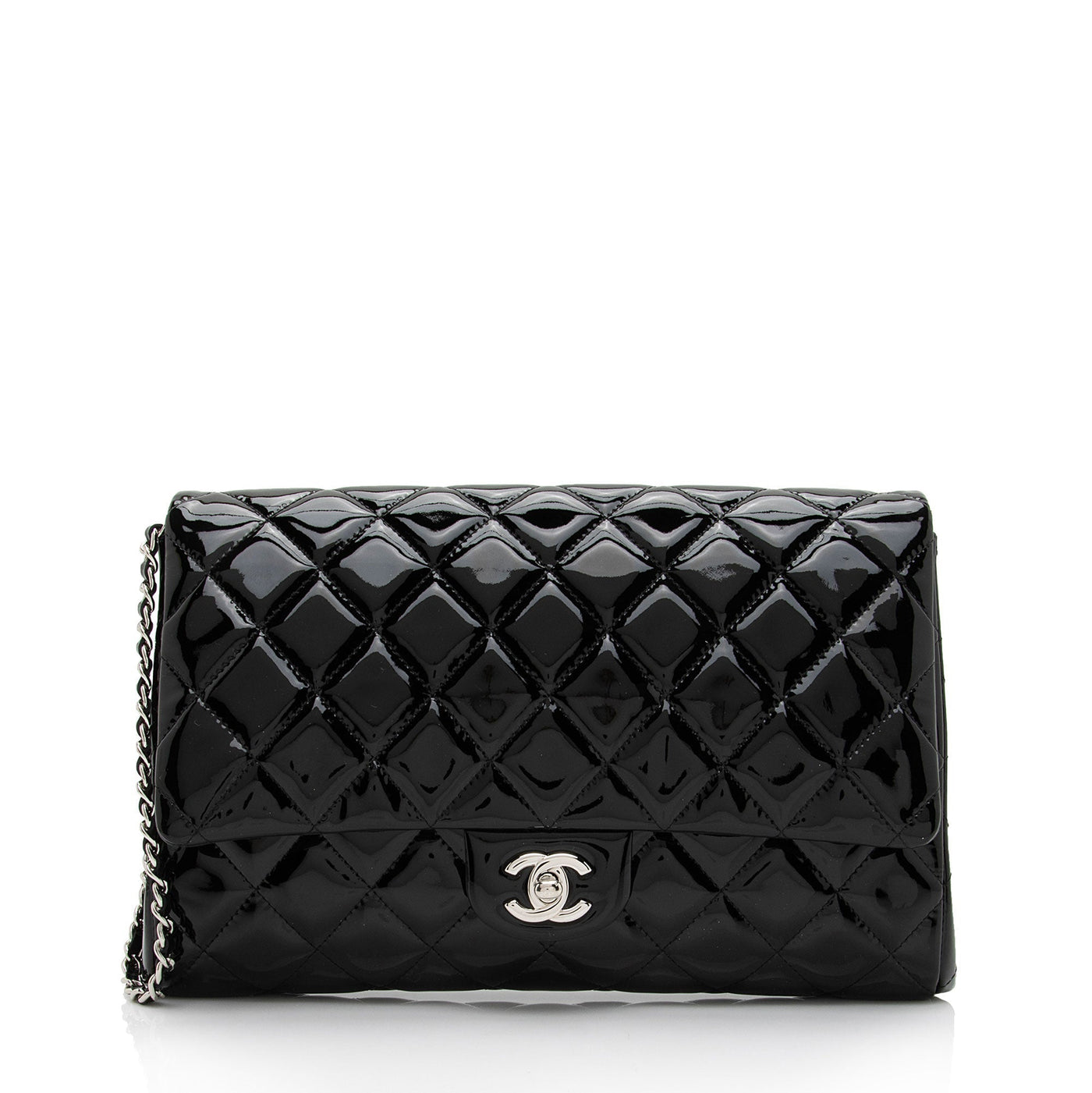Chanel Patent Leather Flap Clutch on Chain | Studio Nafay