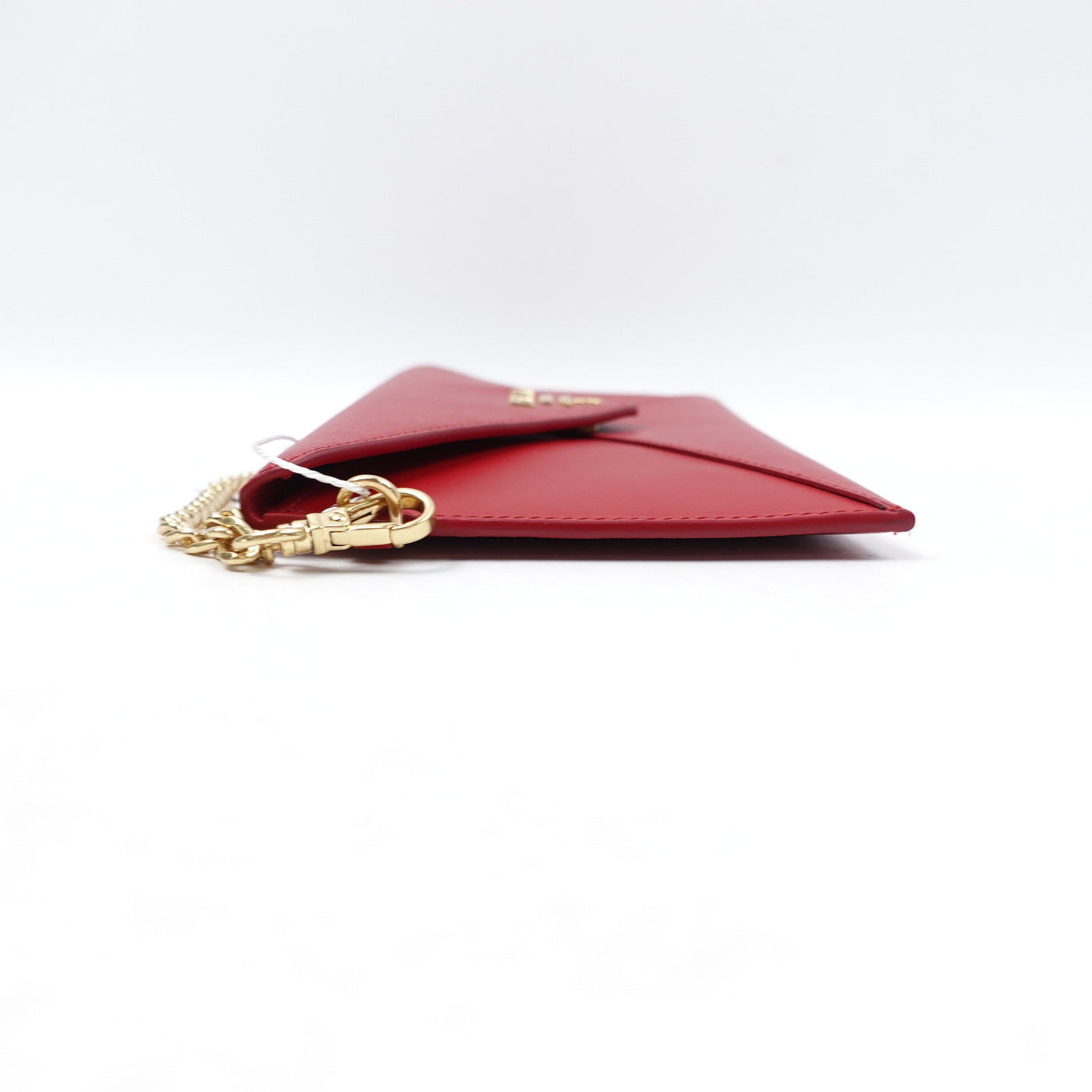 Red Saffiano Leather Envelope Clutch