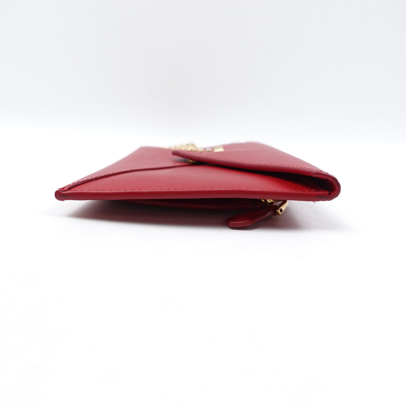 Red Saffiano Leather Envelope Clutch