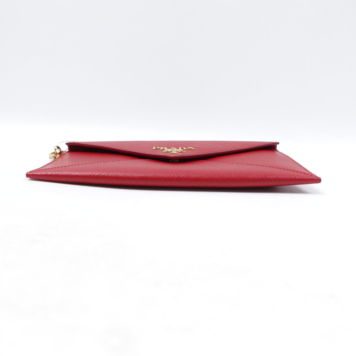 Red Saffiano Leather Envelope Clutch