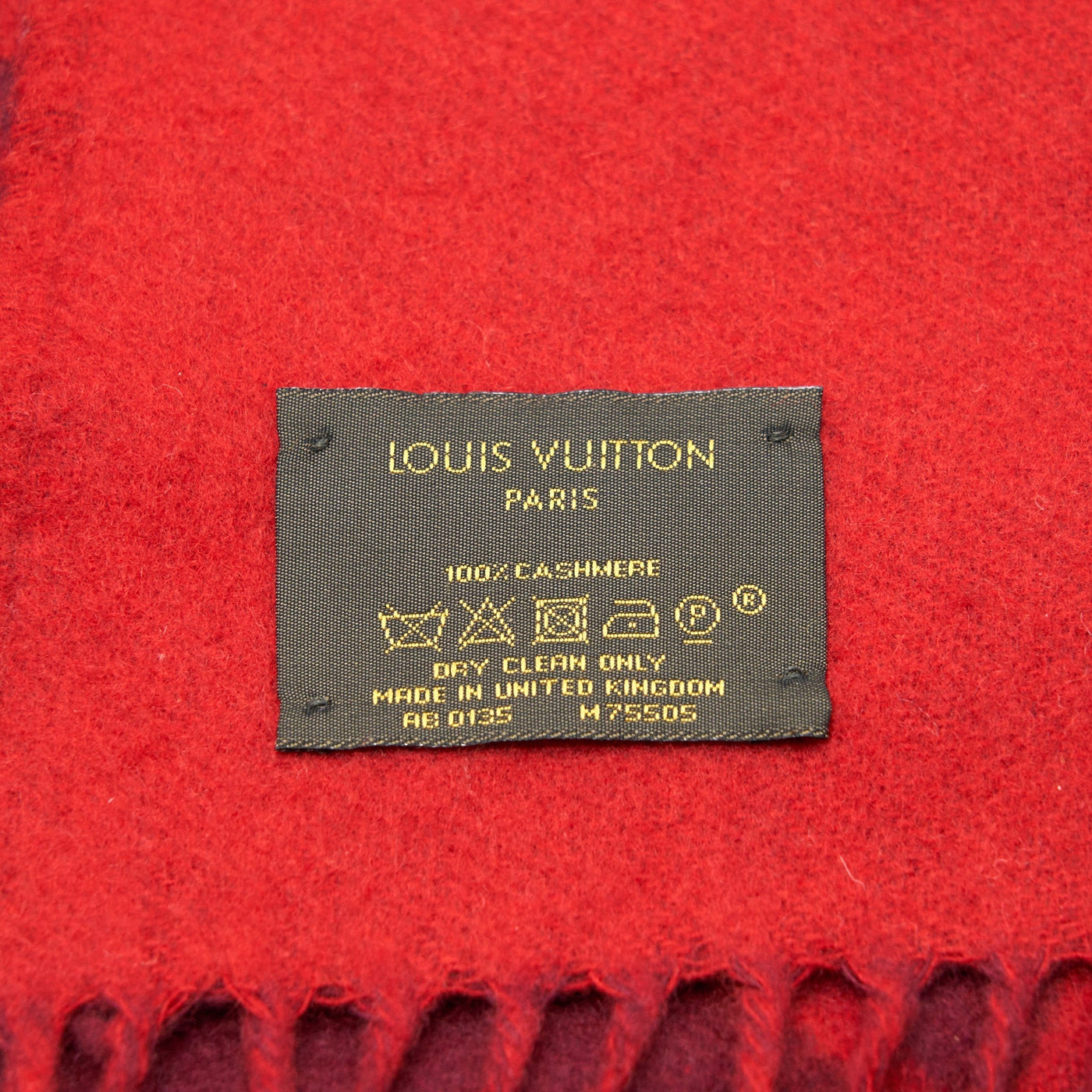 Louis Vuitton 100% Cashmere Reykjavik Scarf Red