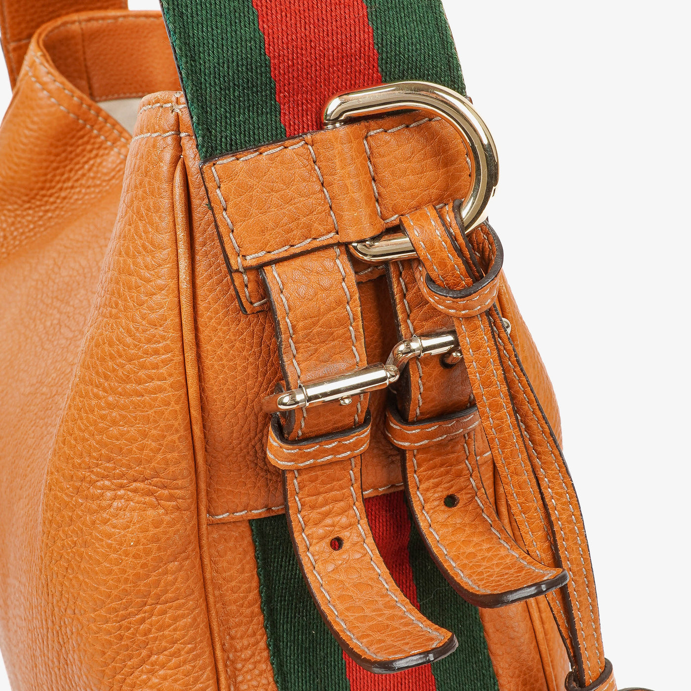 Gucci Web Striped Brown Lerahter Hobo Bag - Product Image 15