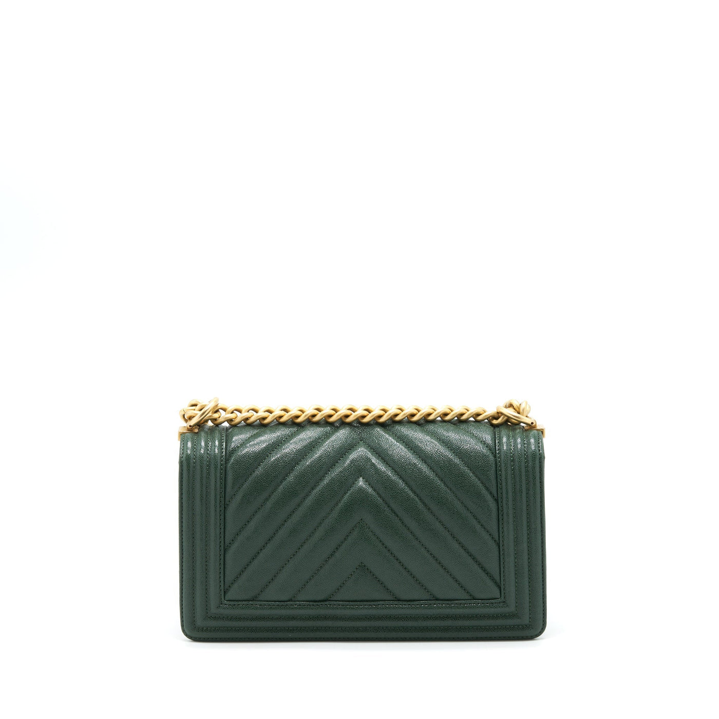 Chanel Chevron Medium Boy Bag Caviar Green Brushed GHW | Studio Nafay