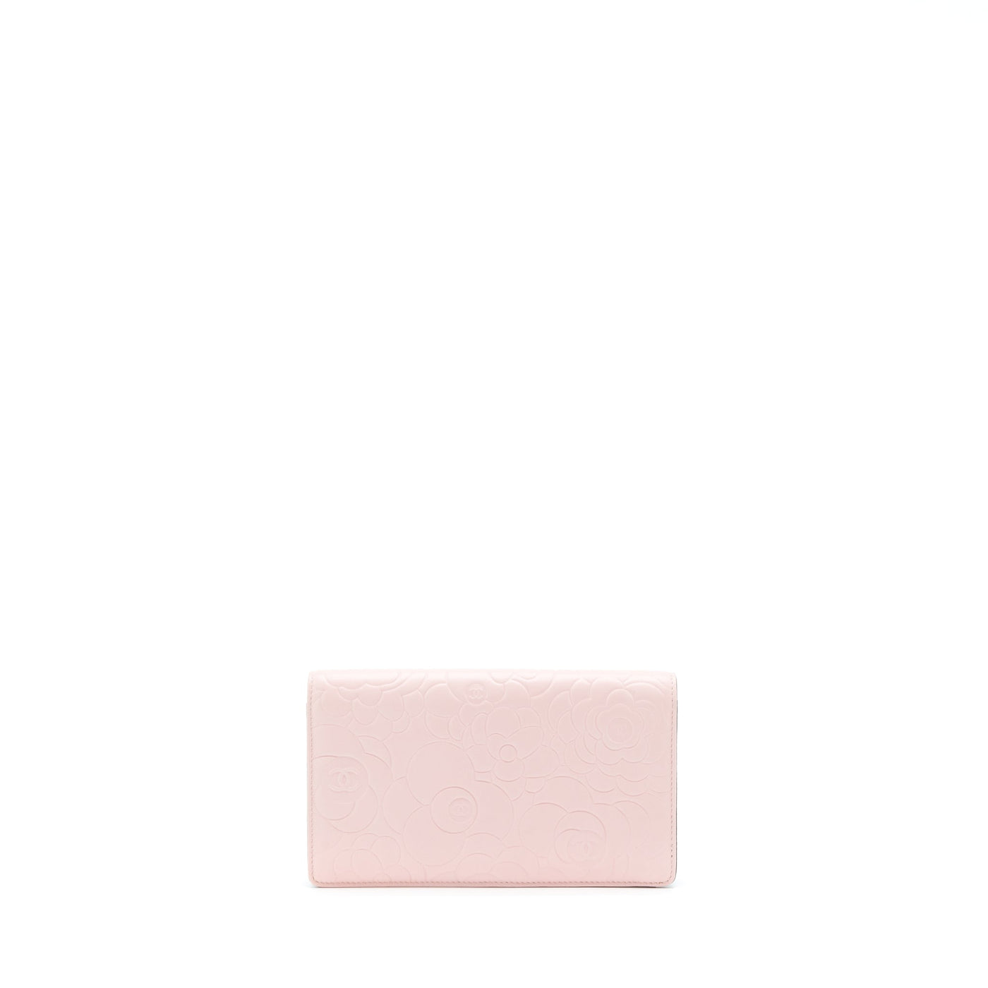 Chanel Camellia Long Wallet Lambskin Light Pink/Dark Brown SHW | Studio Nafay