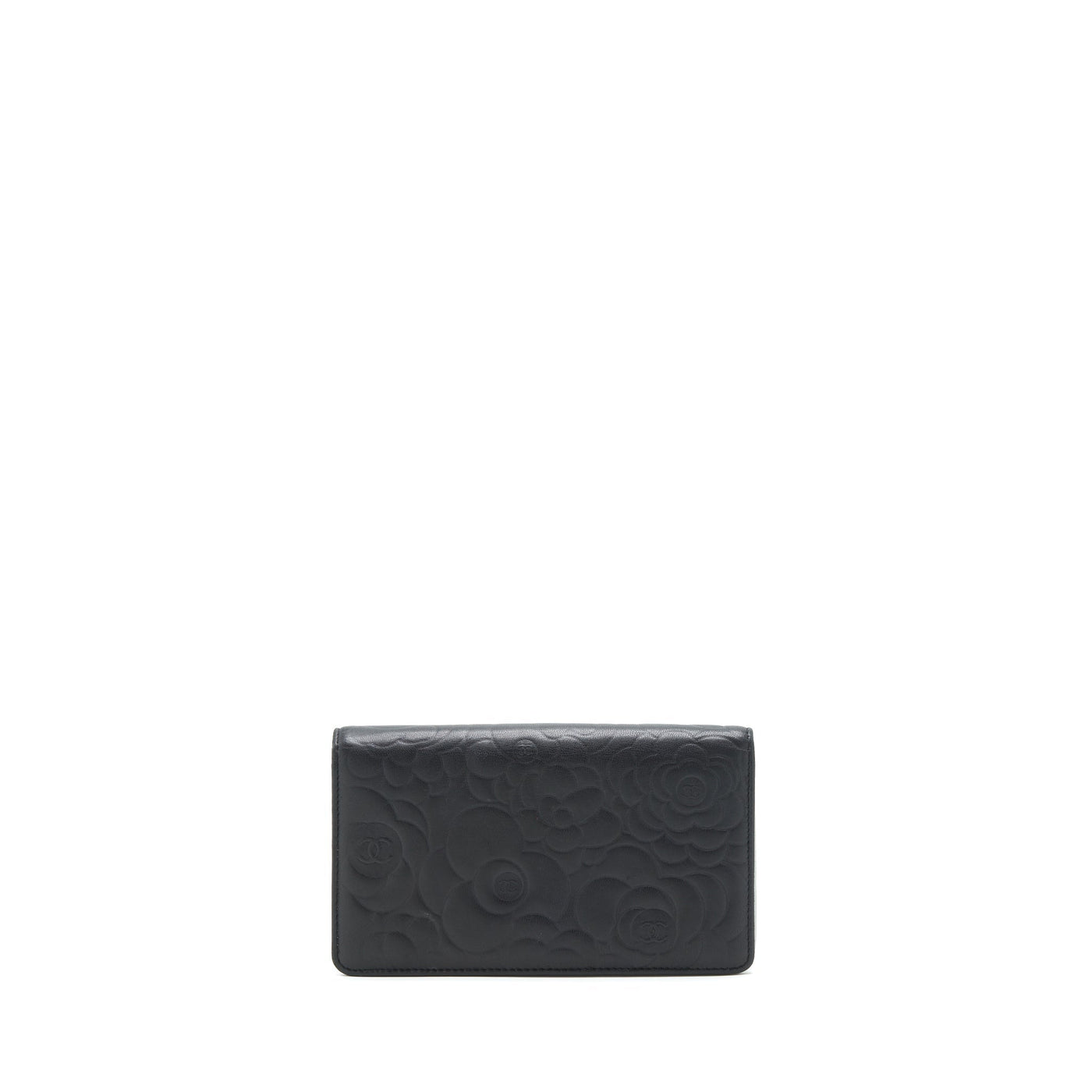 Chanel Camellia Fold Long Wallet Lambskin black / silver SHW | Studio Nafay