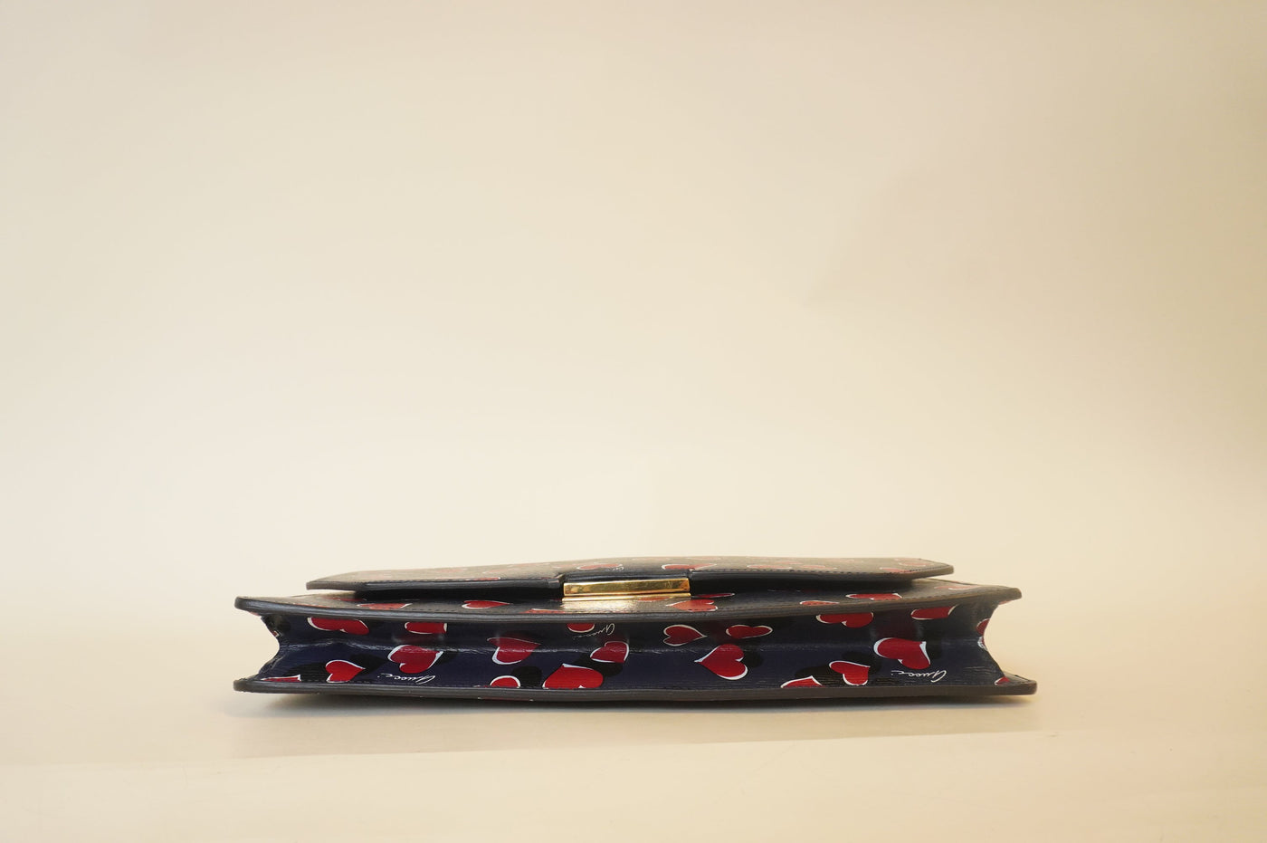 GG Blue Textured Calfskin Heartbeat Clutch