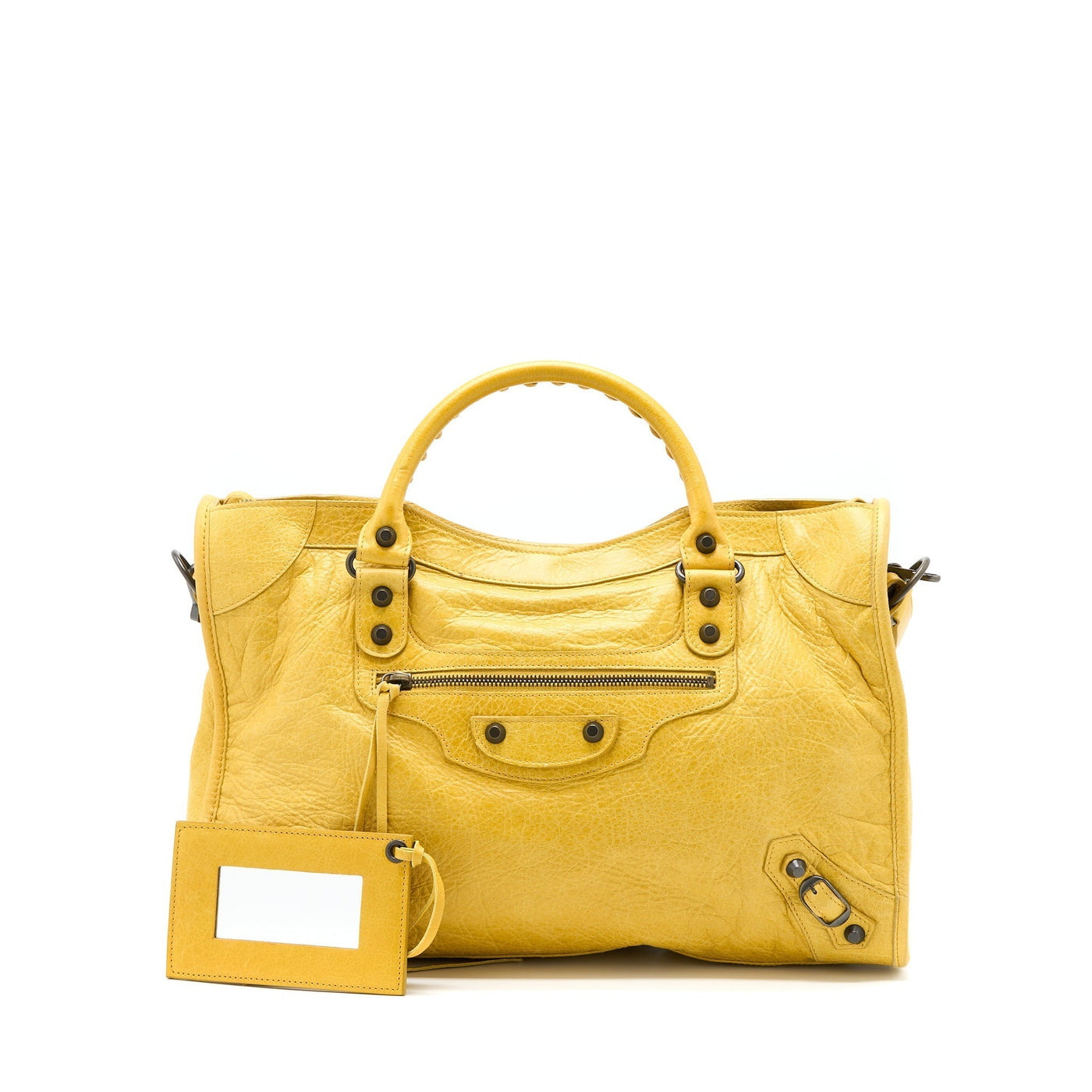 Balenciaga Classic City Bag Lambskin Yellow with Black Hardware | Studio Nafay