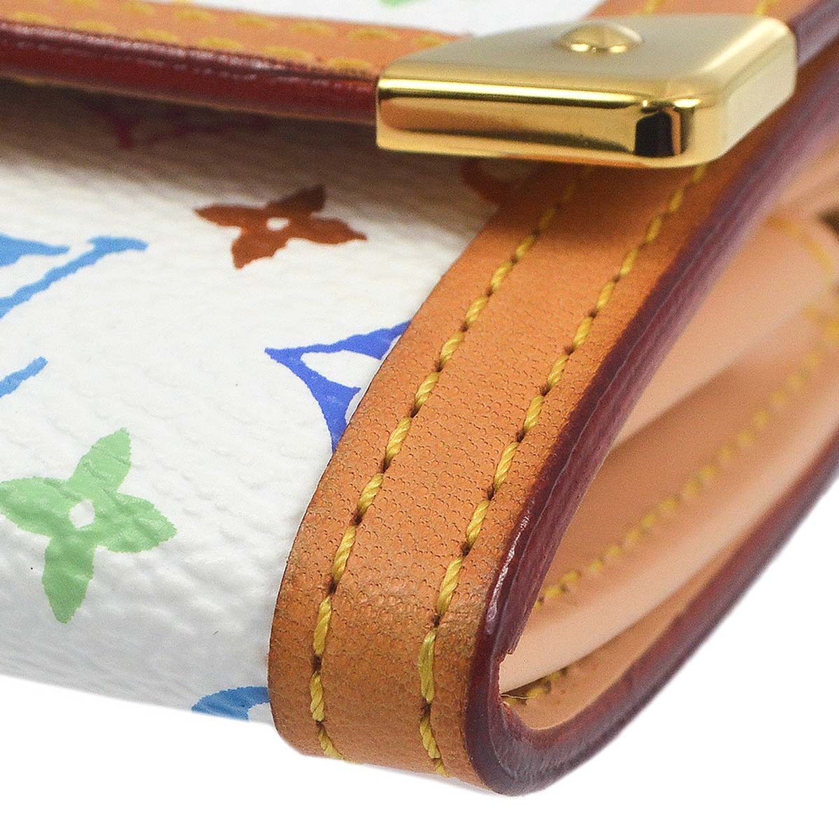 Louis Vuitton White Multicolor Porte Monnaie Plat Wallet in White Multicolor