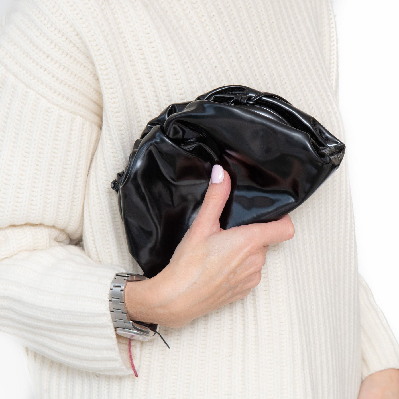 Bottega Veneta Black Patent Mini Pouch Bag - Product Image 3