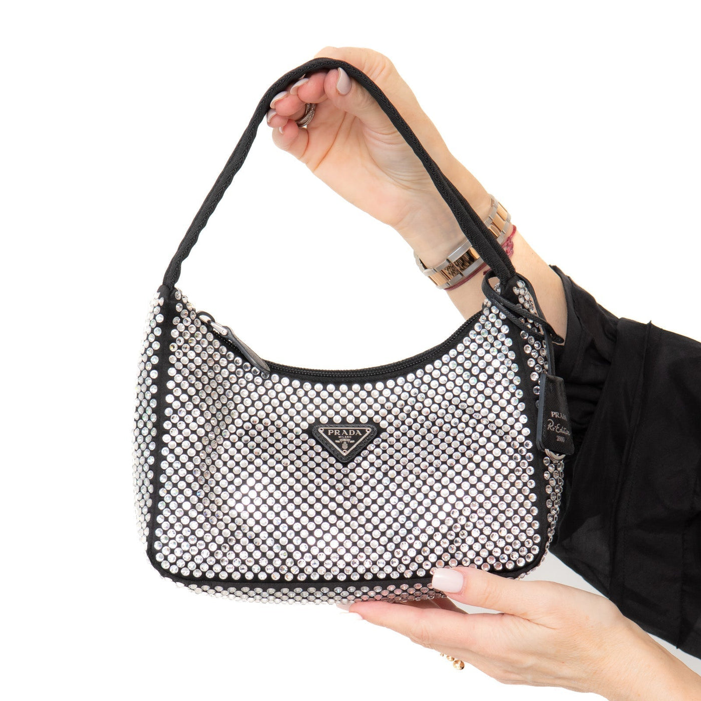 Prada Satin Mini Hobo Bag With Crystals Re Edition - Product Image 2