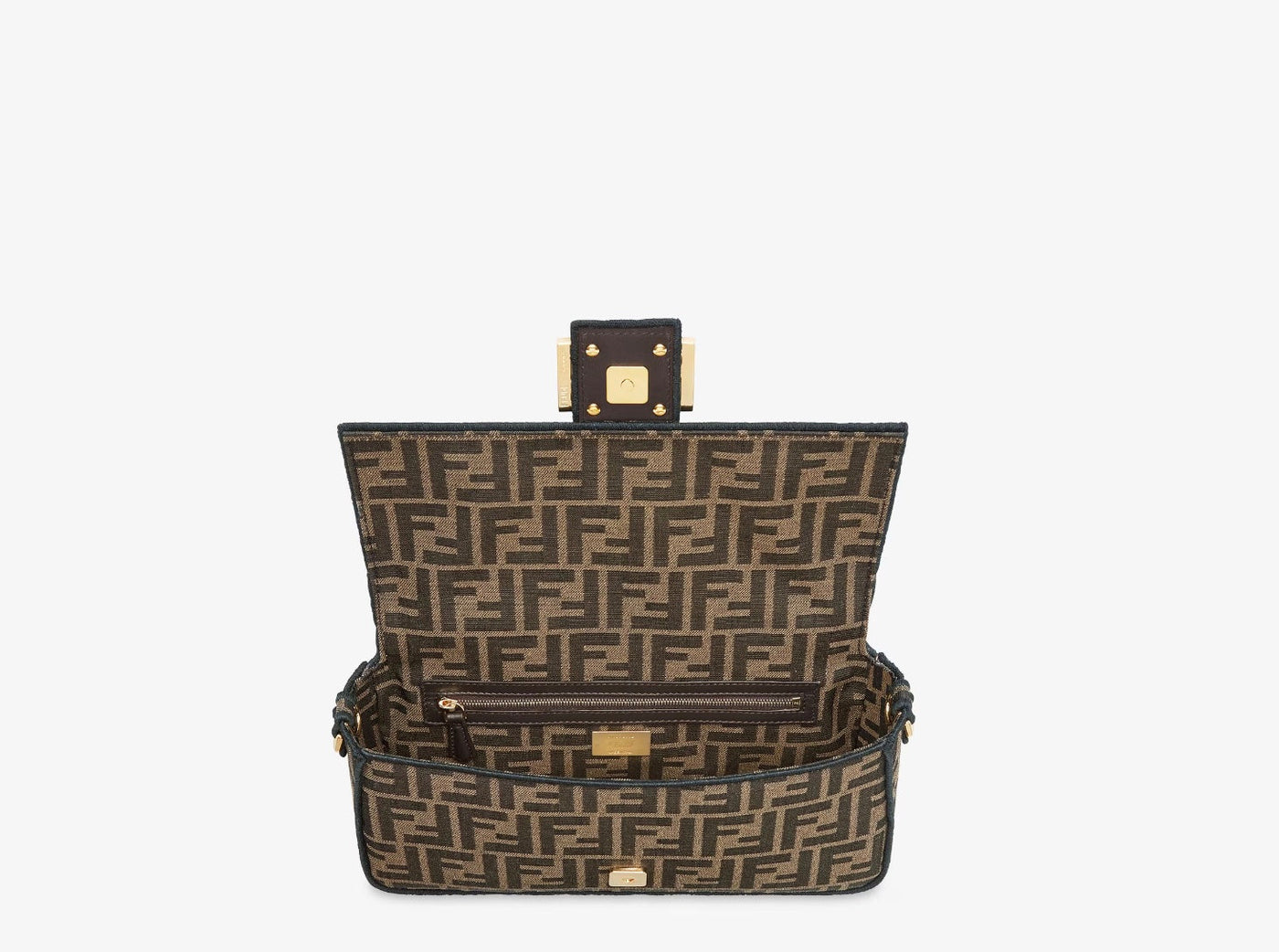 FENDI FF MEDIUM JACUARD BAGUTTE BAG TOBACCO - Product Image 3