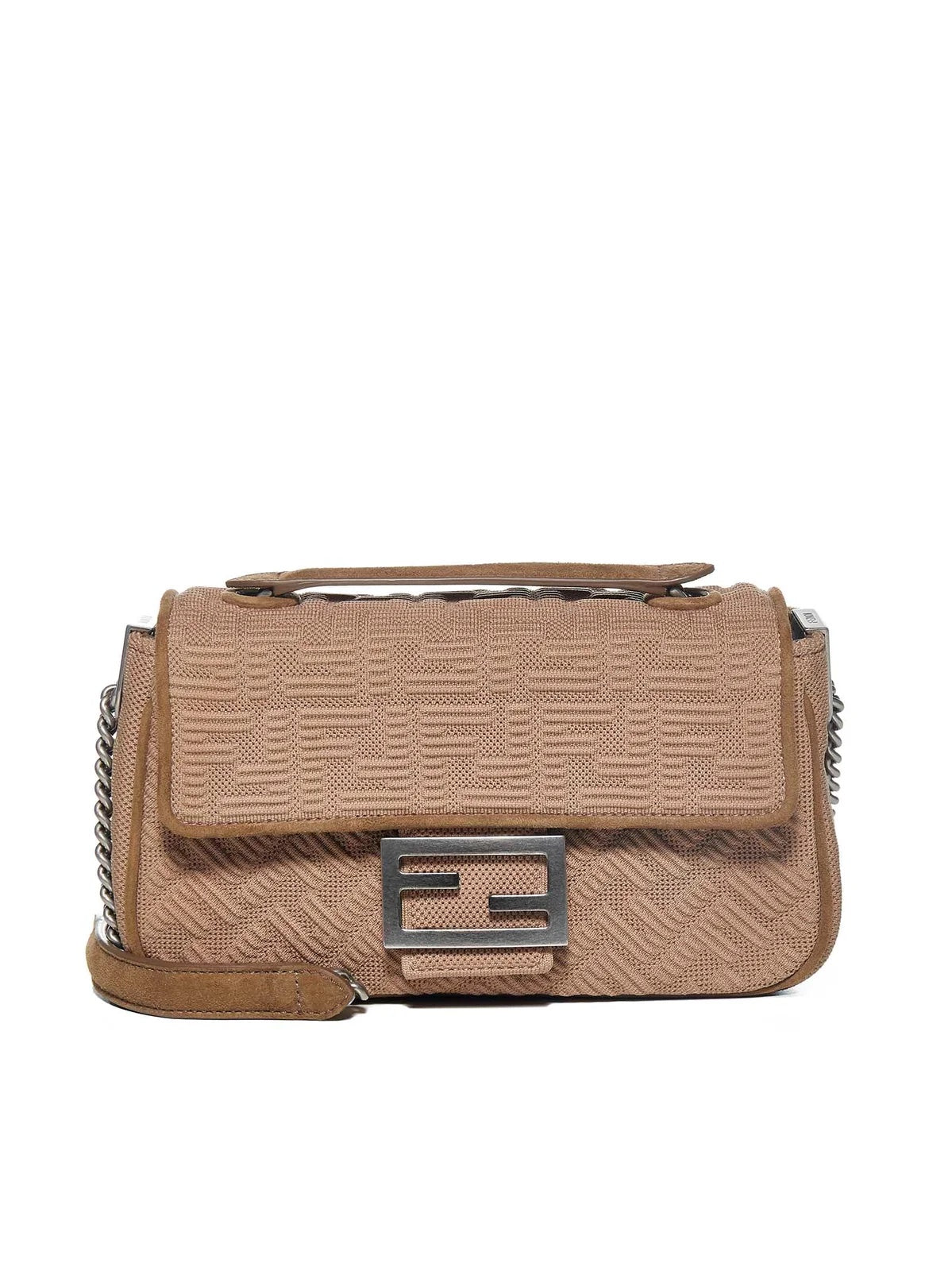 FENDI MIDI KNIT FF CHAIN BAGUETTE MEDIUM BAG | Studio Nafay