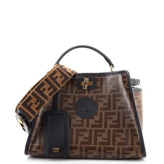 FENDI FF PEEKABOO DEFENDER GLAZED CANVAS & LEATHER MINI SATCHEL | Studio Nafay