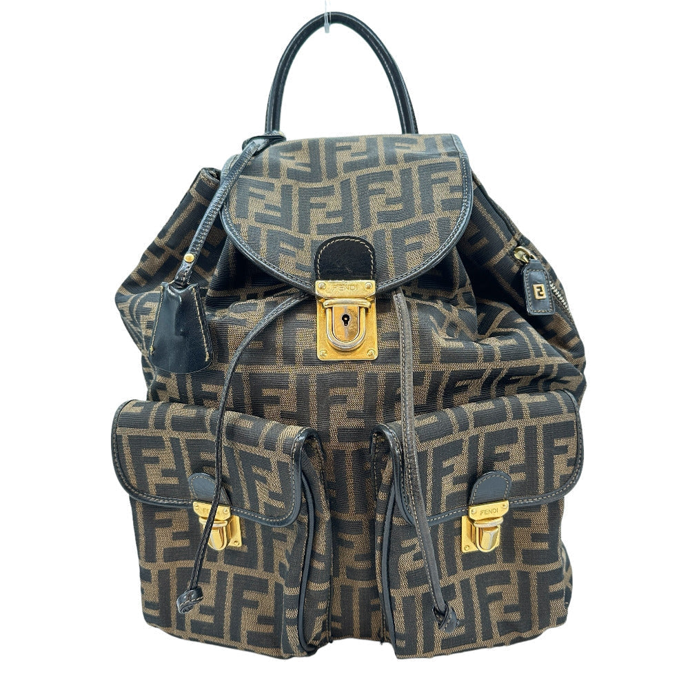 FENDI Backpack canvas canvas Khaki black Zucca Women | Studio Nafay