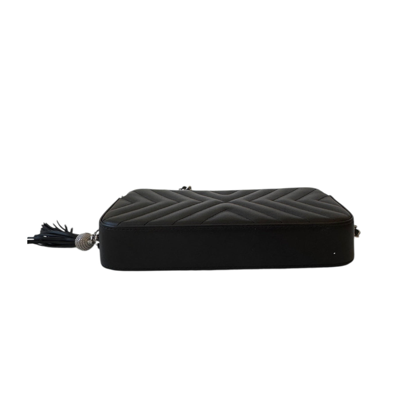 CC Calfskin Chevron Quilted Tassel Clutch With Chain Shoulder Bag
