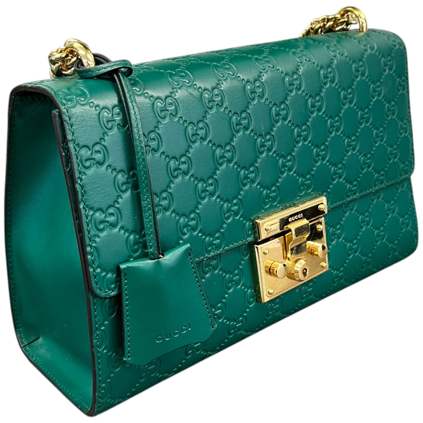 Women's Guccissima Large Padlock Handbag Green - Product Image 4