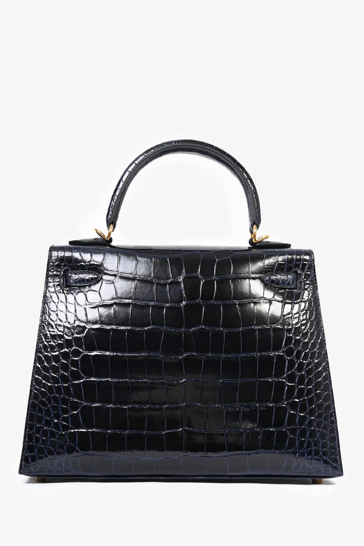 Hermès Blue Marine Shiny Alligator Sellier Kelly II 25 Bag with Strap | Studio Nafay