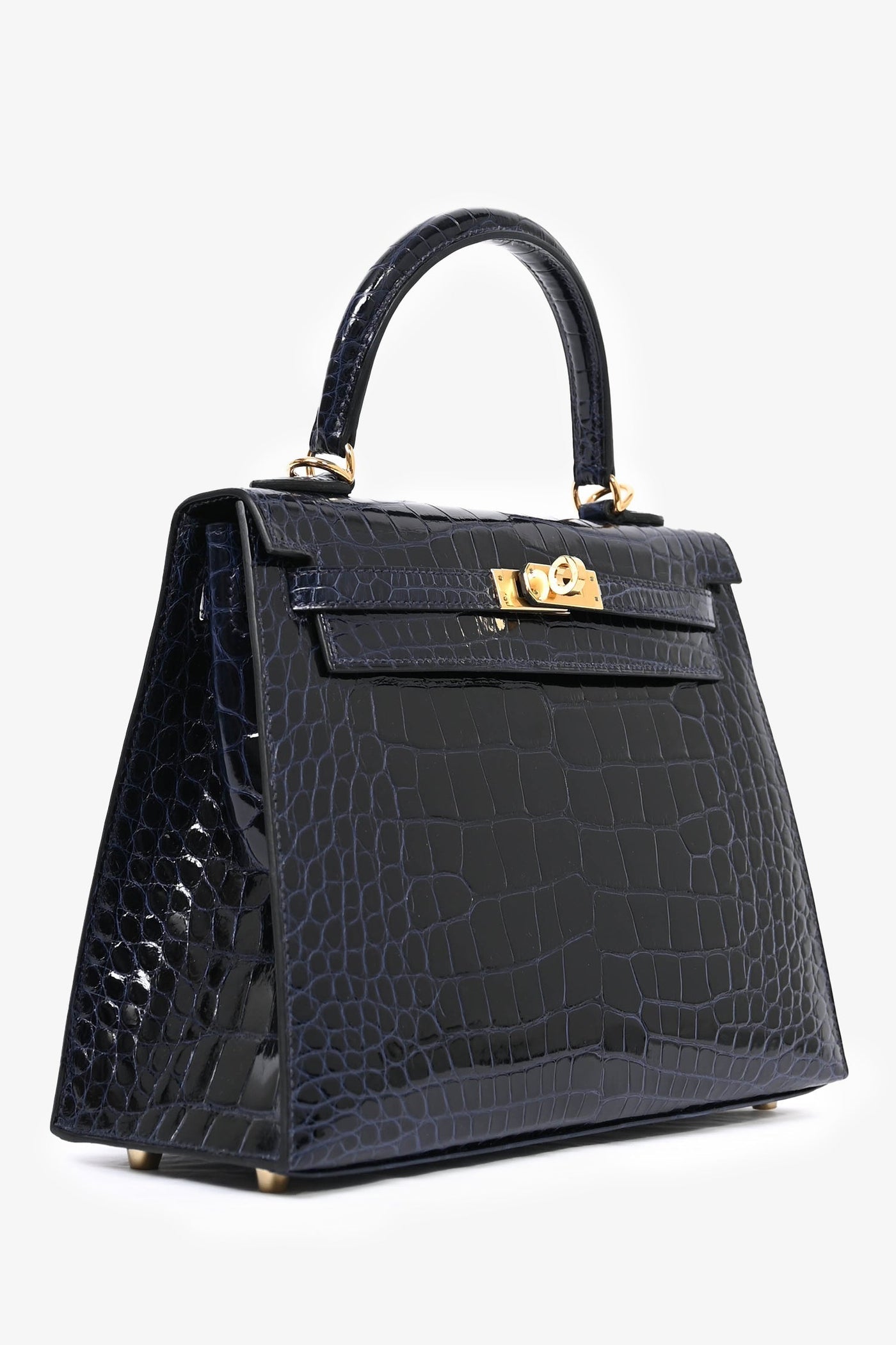 Hermès Blue Marine Shiny Alligator Sellier Kelly II 25 Bag with Strap - Product Image 3