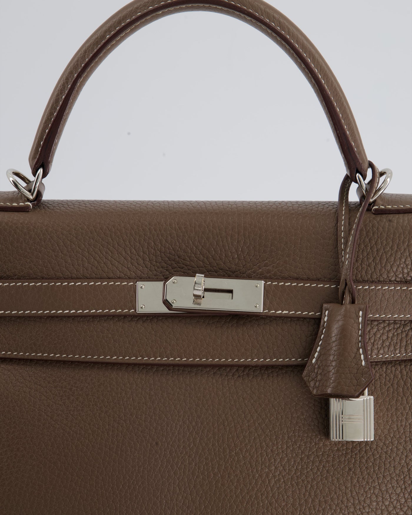 Hermes Kelly 32 Retourne Bag in Etoupe Clemence Leather with Palladium Hardware - Product Image 11