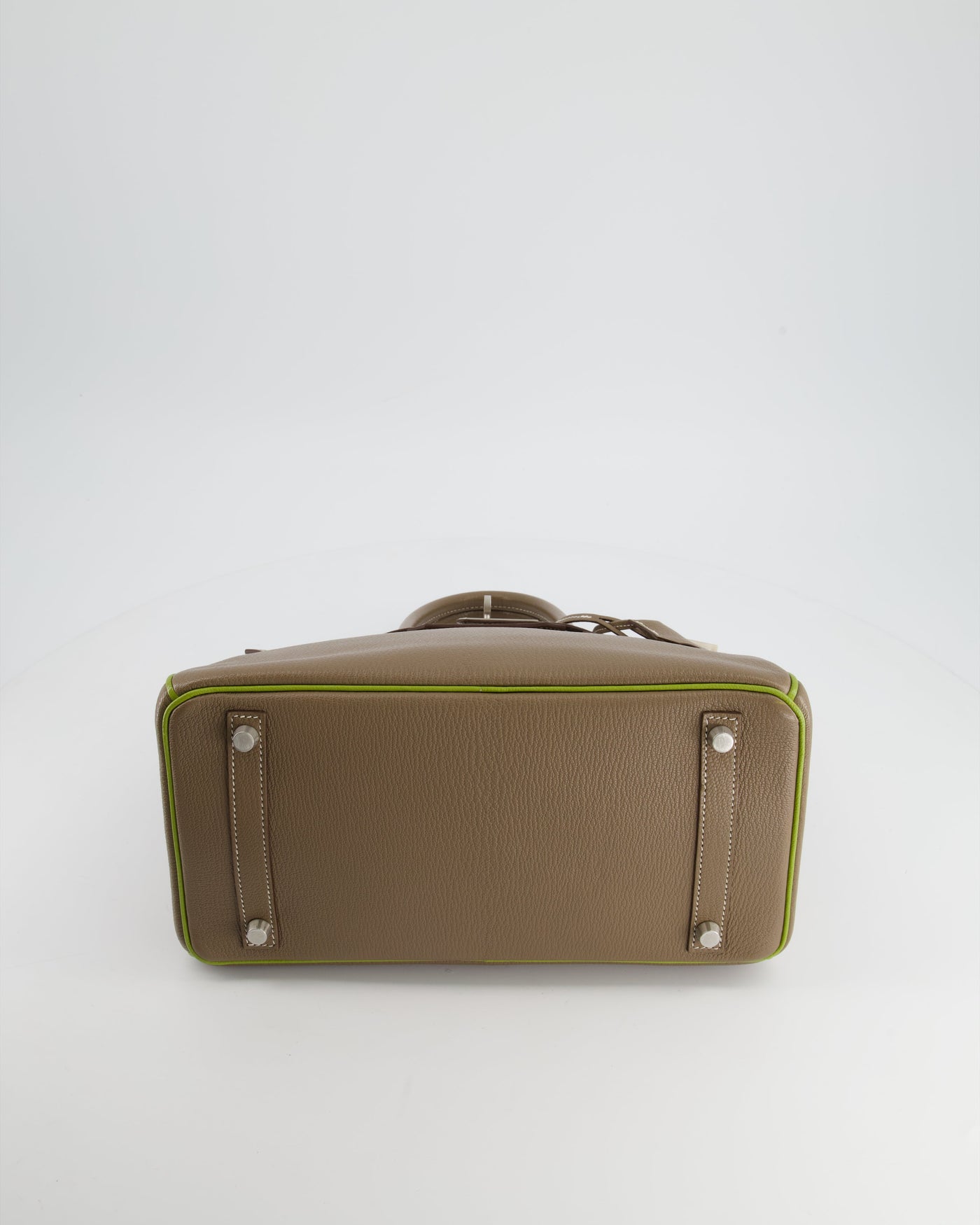 Hermes HSS Birkin 30 Retourne Bag in Etoupe & Vert Anis Chèvre Mysore with Brushed Palladium Hardware - Product Image 20