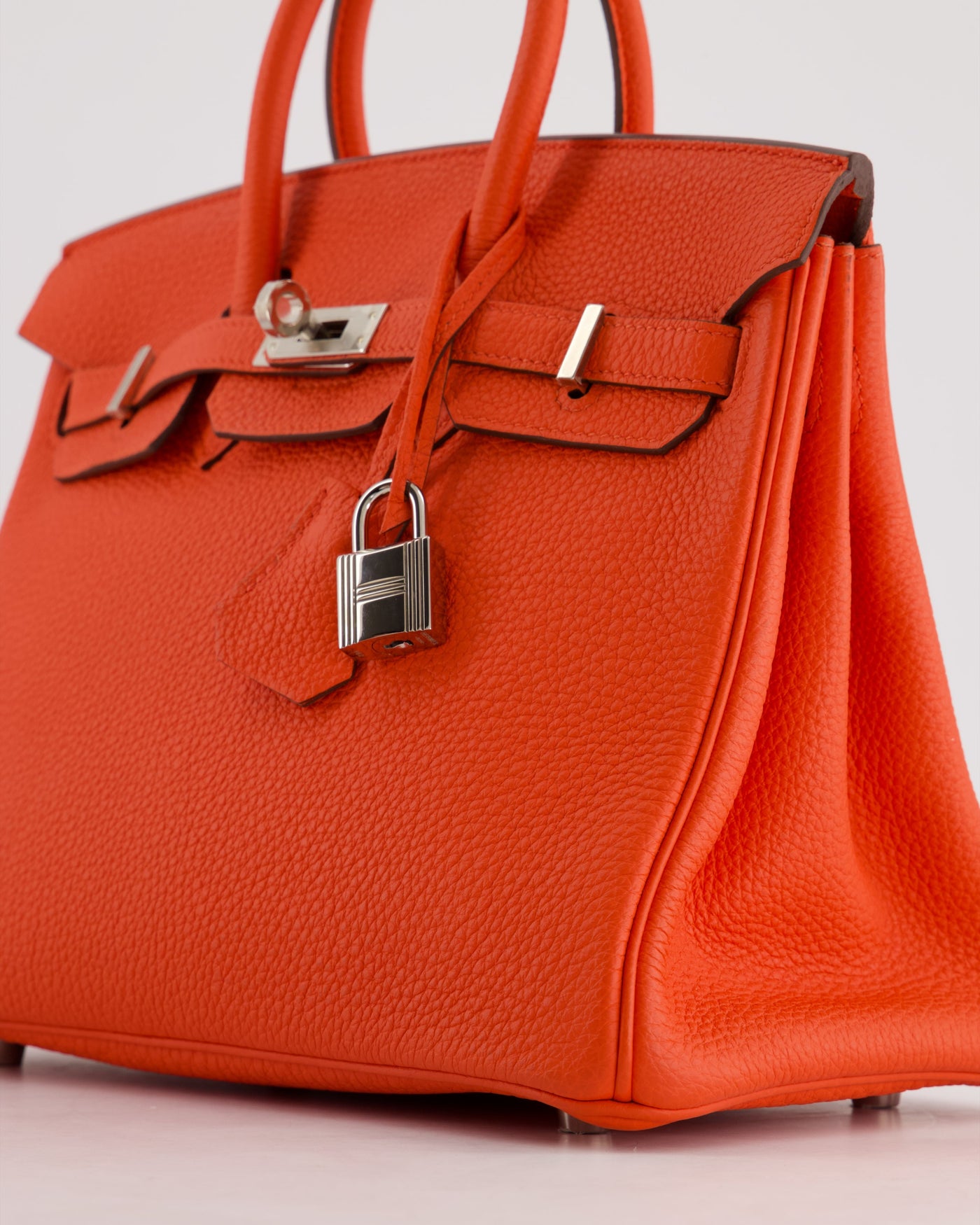 Hermes Birkin 25 Retourne Bag in Capucine Togo Leather and Palladium Hardware - Product Image 13