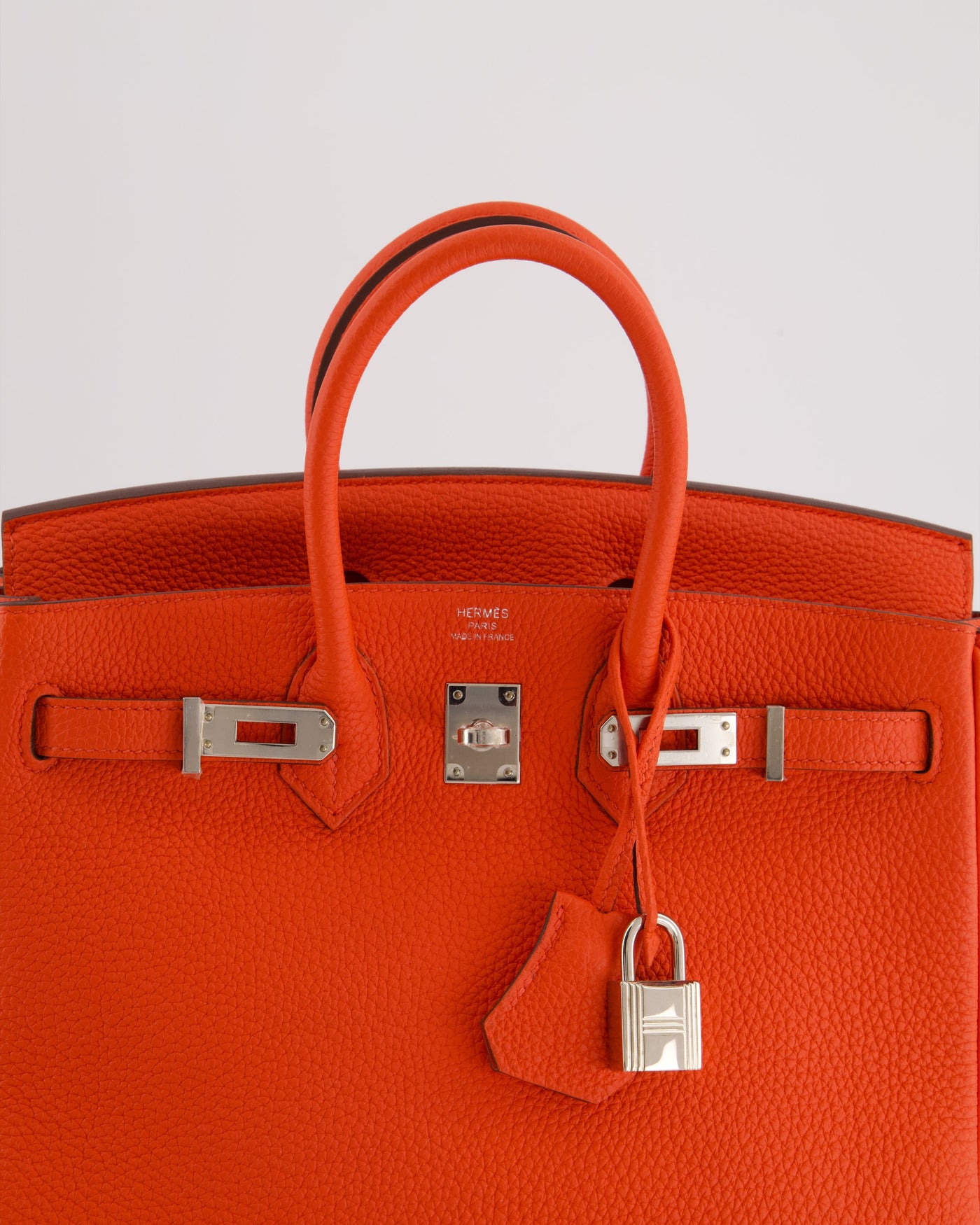 Hermes Birkin 25 Retourne Bag in Capucine Togo Leather and Palladium Hardware - Product Image 16