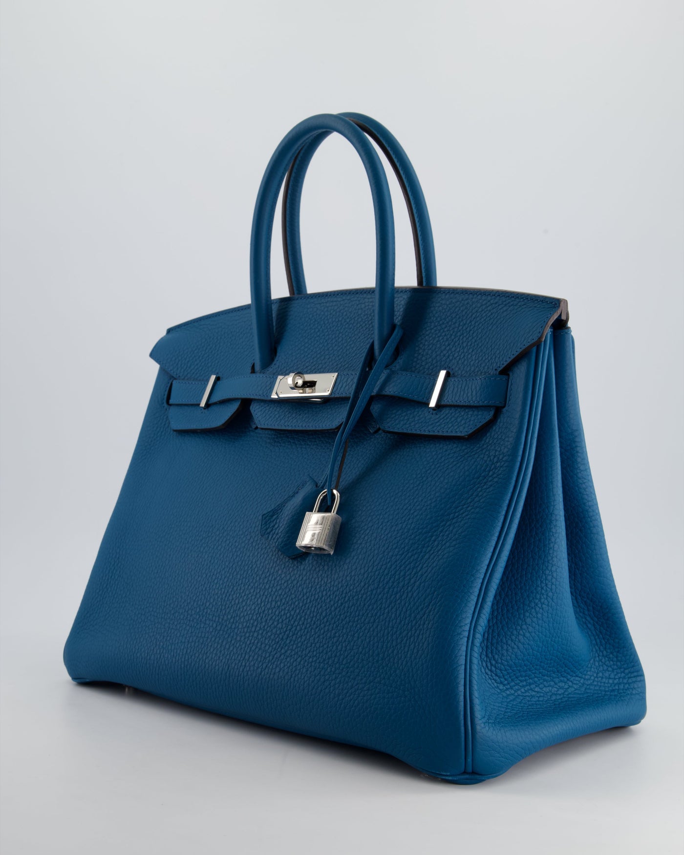 Hermes Birkin 35cm Bag in Blue Petrole Togo Leather with Palladium Hardware - Product Image 9