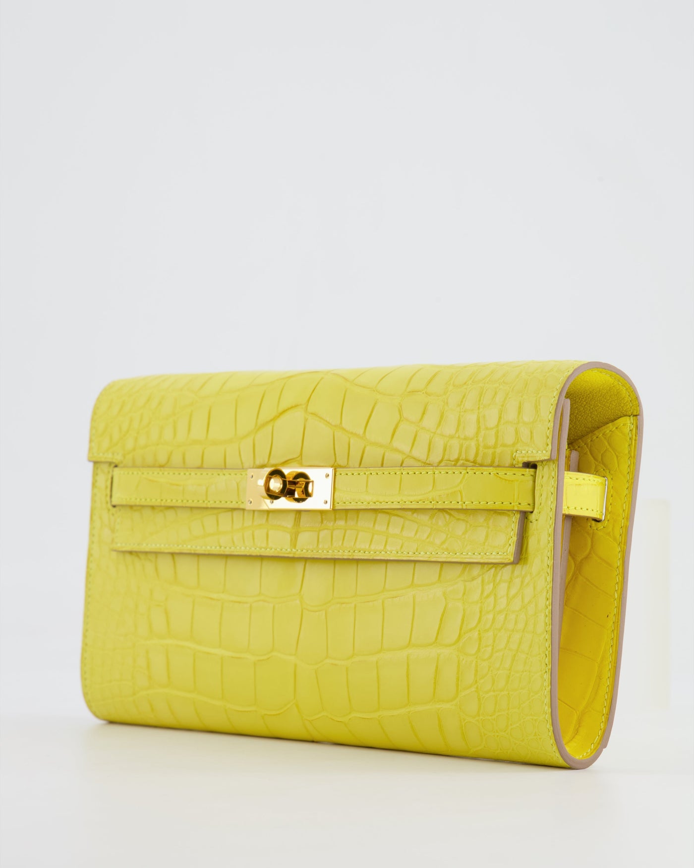 *RARE* Hermes Kelly To Go Bag in Jaune Mimosa Alligator Mississippiensis Leather with Gold Hardware - Product Image 12