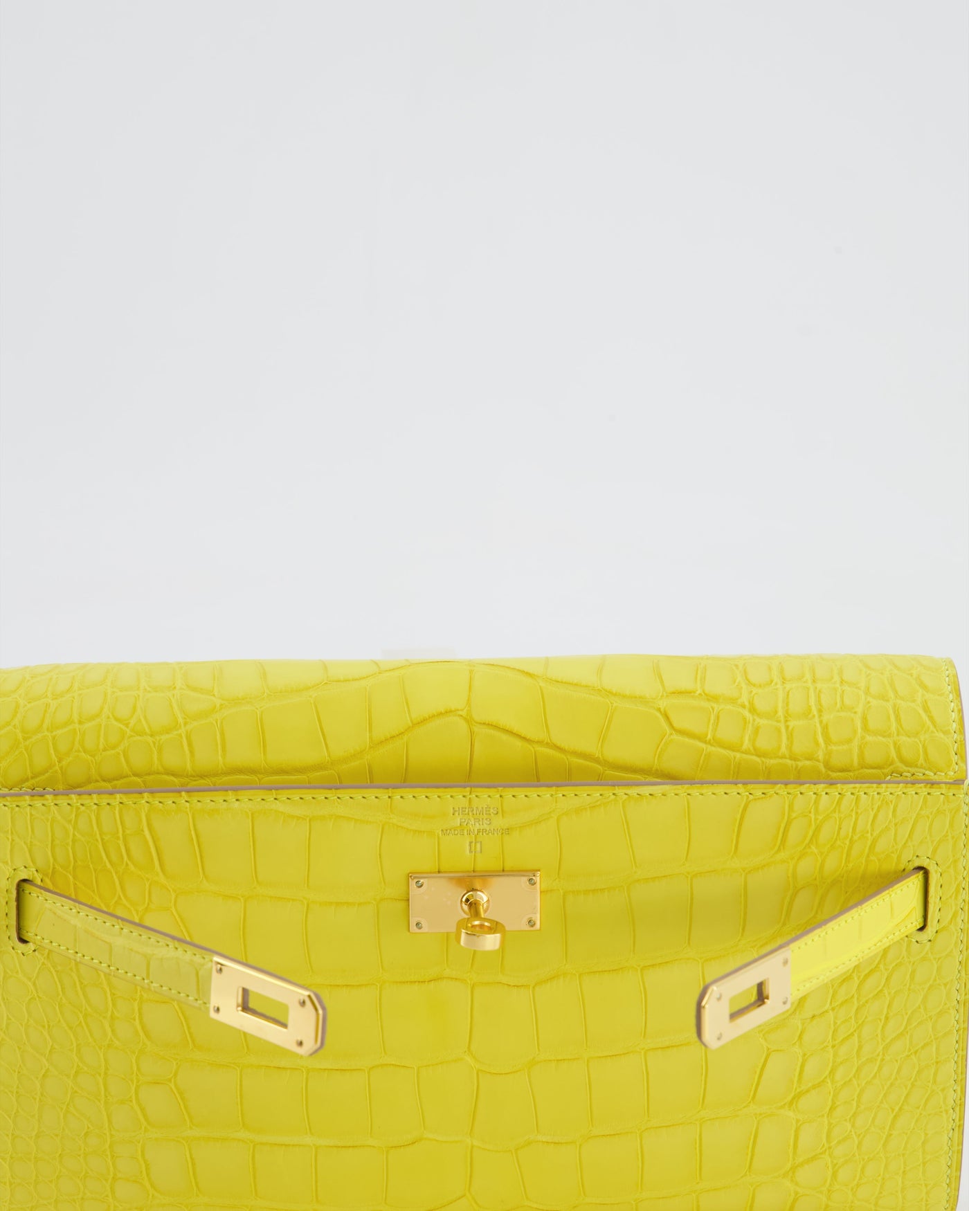 *RARE* Hermes Kelly To Go Bag in Jaune Mimosa Alligator Mississippiensis Leather with Gold Hardware - Product Image 15