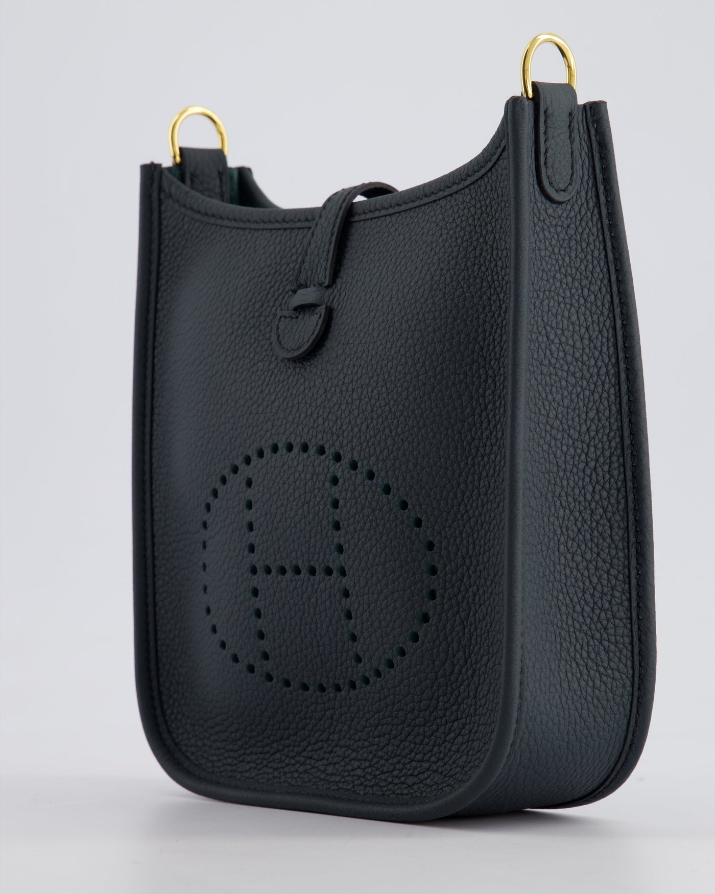 *RARE* Hermes Mini Evelyne 16 Bag in Vert Rousseau Maurice Leather with Gold Hardware & Vert Cypress Sangle Wooly Unicolore Strap - Product Image 11