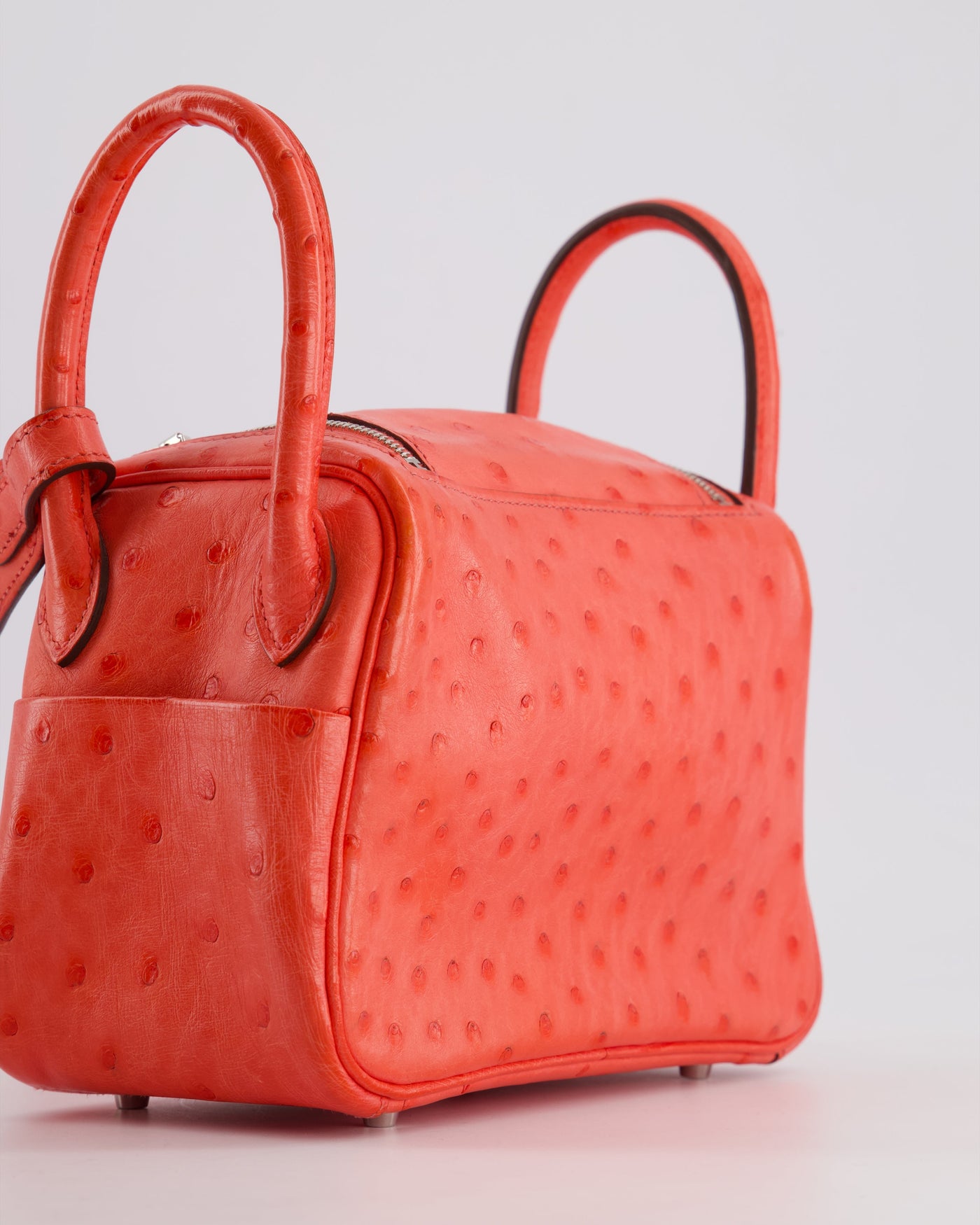 Hermes Mini Lindy Bag in Bougainvillea Ostrich Leather with Palladium Hardware - Product Image 13