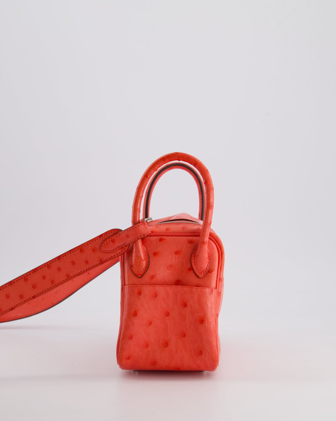 Hermes Mini Lindy Bag in Bougainvillea Ostrich Leather with Palladium Hardware - Product Image 9