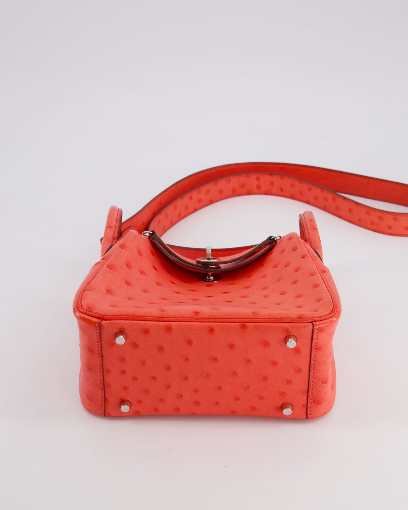 Hermes Mini Lindy Bag in Bougainvillea Ostrich Leather with Palladium Hardware - Product Image 18