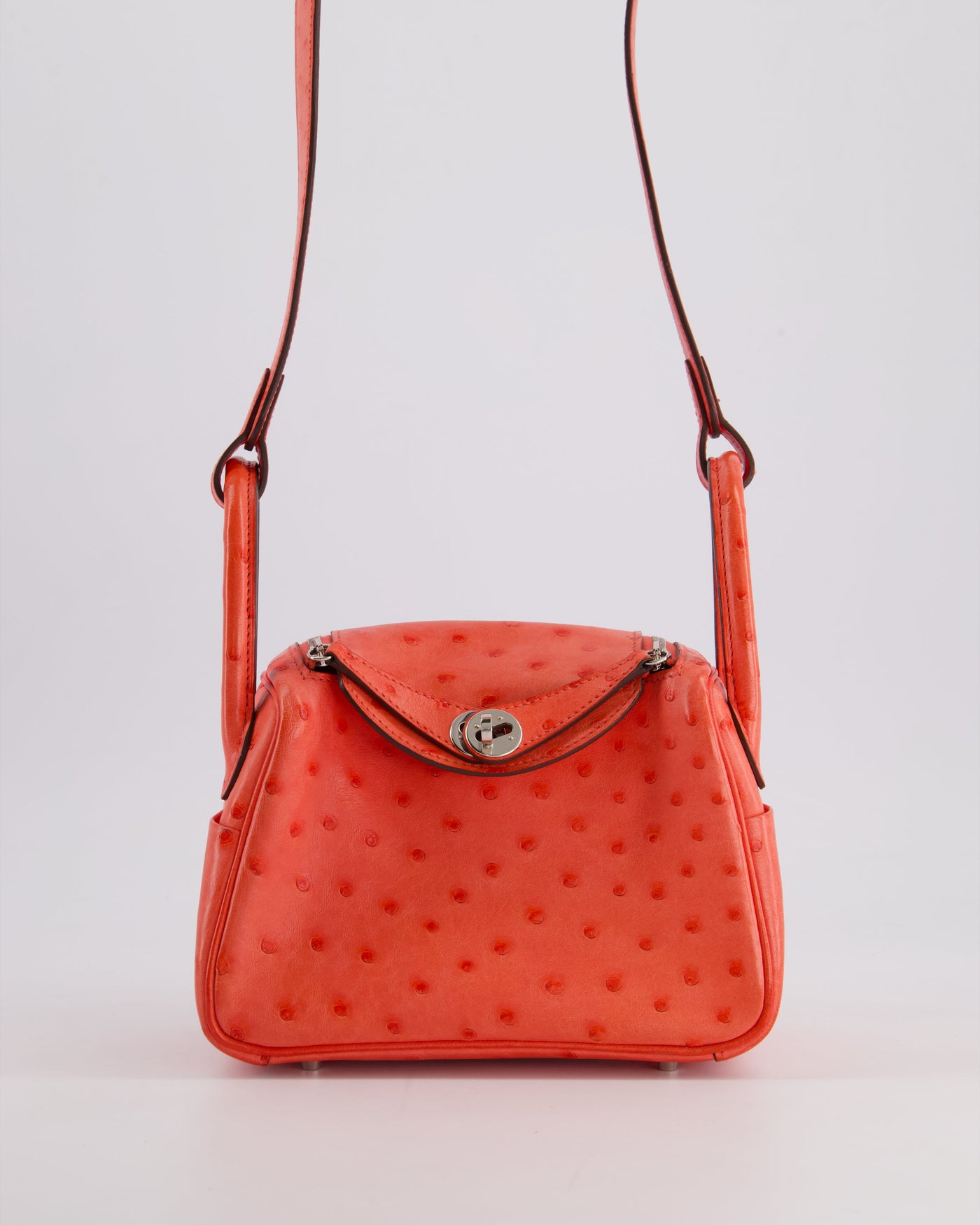 Hermes Mini Lindy Bag in Bougainvillea Ostrich Leather with Palladium Hardware - Product Image 3