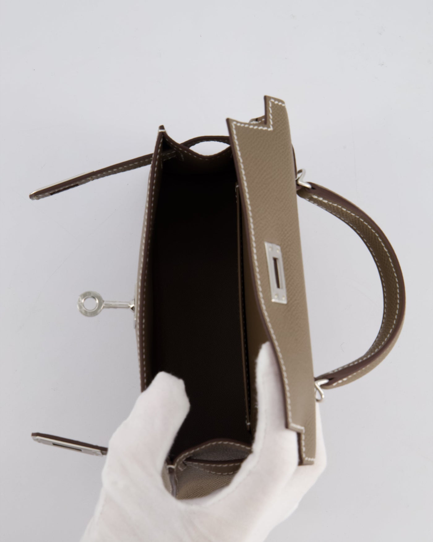 *HOT* Hermes Mini Kelly II 20 Bag in Etoupe Epsom Leather with Palladium Hardware - Product Image 21